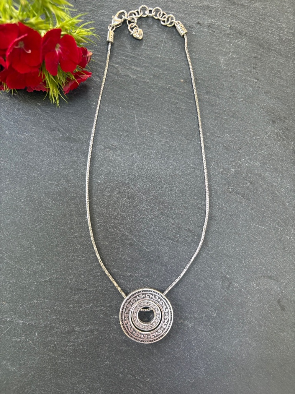 Brighton Central Park Double Disk Round Medallion Scroll Pendant Necklace